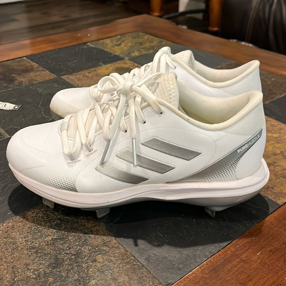 adidas White and Silver Women's Athletic Cleats